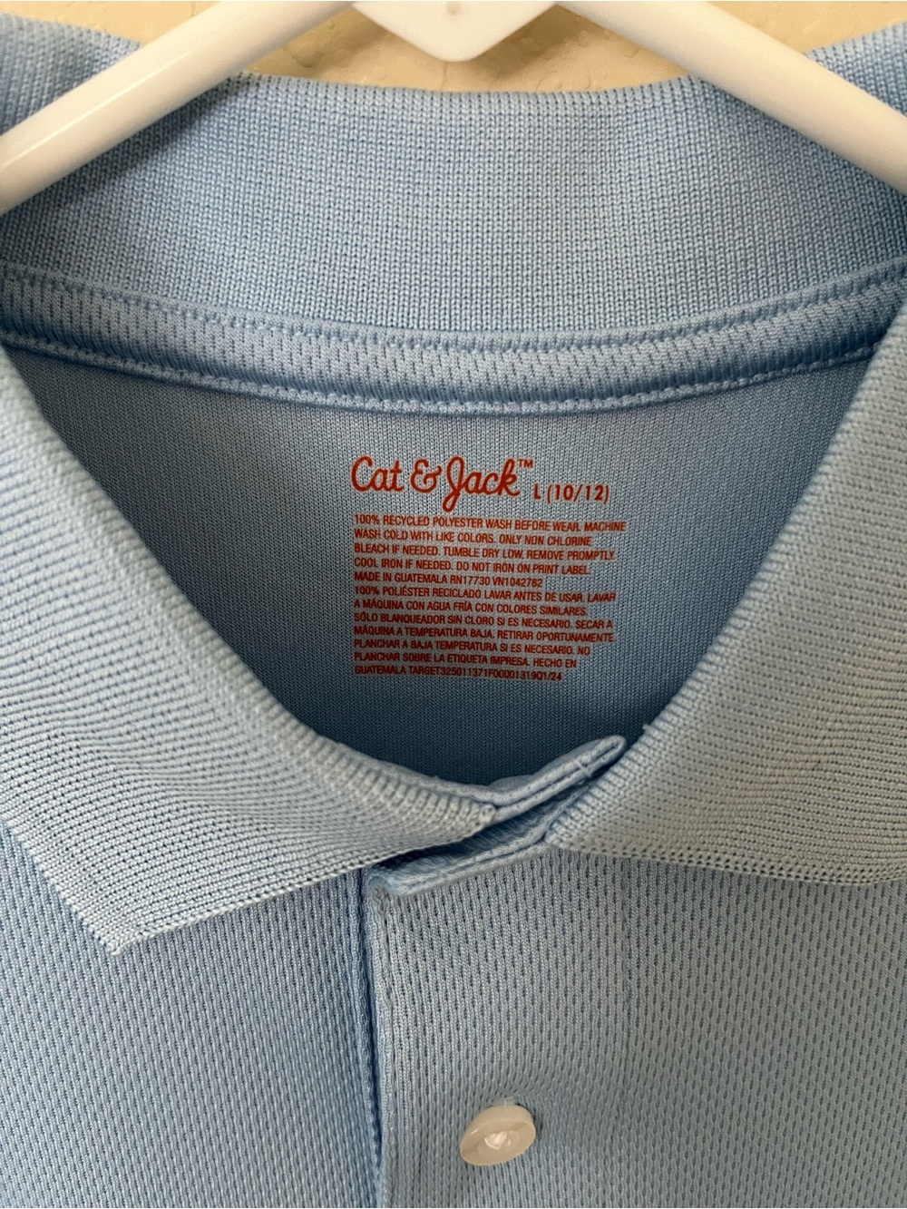 Cat & Jack Boys Light Blue Uniform Polo Shirt NWT Youth Large 10/12 School - Picture 2 of 4